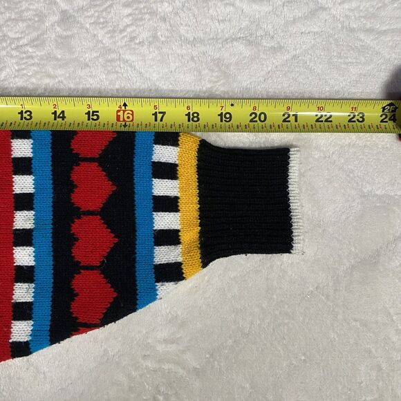 Vtg Knit Works Sweater Hearts Stripes Mixed Media Oversized Crew Neck Women's M - Picture 6 of 7